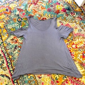 Tahari cold shoulder tunic in grey. Size medium